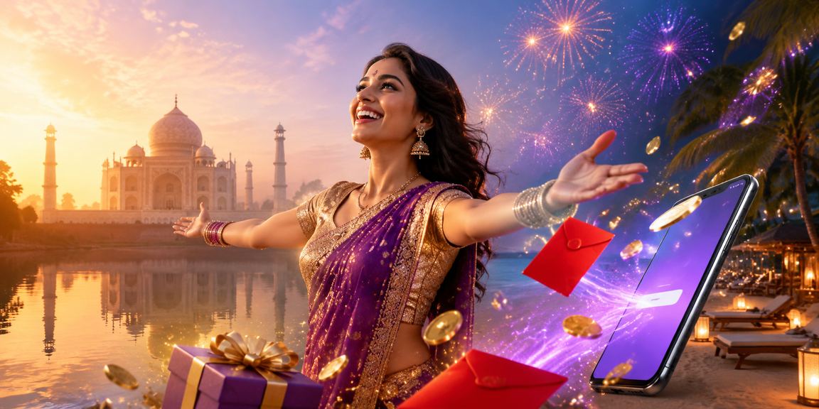 Live Casino dealer in a vibrant Indian setting